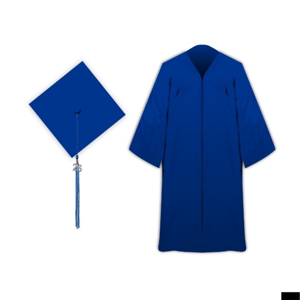Blue Graduation Cap and Gown Set